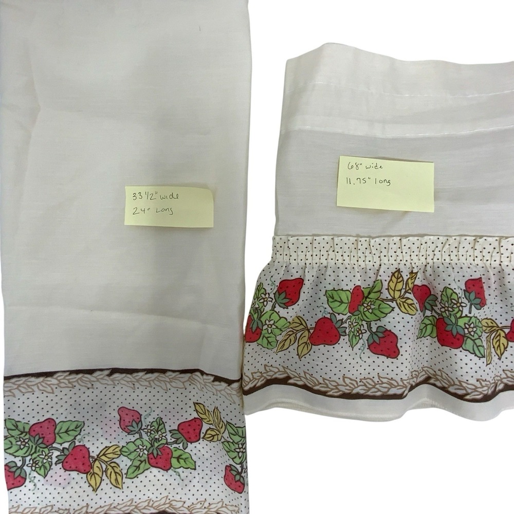 Vintage Strawberry Polka Dot Kitchen Rod Pocket Curtain Valance Tier Cream Red